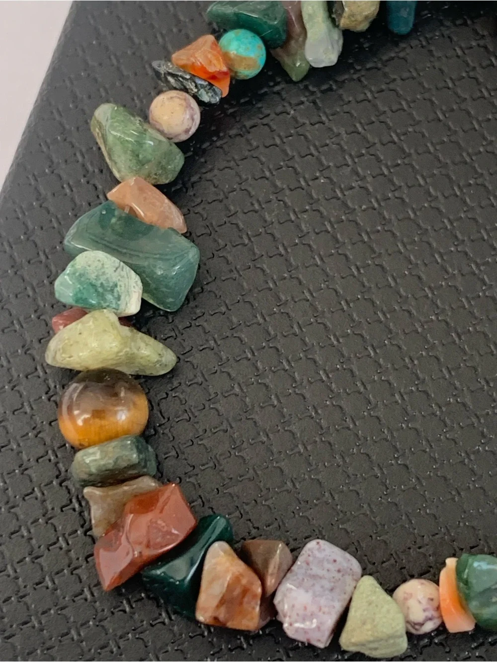 Multicolor Beaded Gemstone Charm Bracelet with Moss Agate Pendant